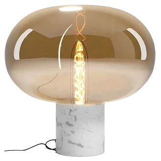 Bordslampa <strong>Vrena</strong>  Vit Marmor, Bärnstensfärgat Glas