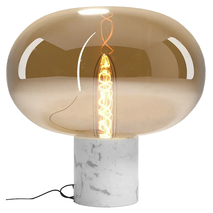 Bordslampa Vrena Vit Marmor, Bärnstensfärgat Glas