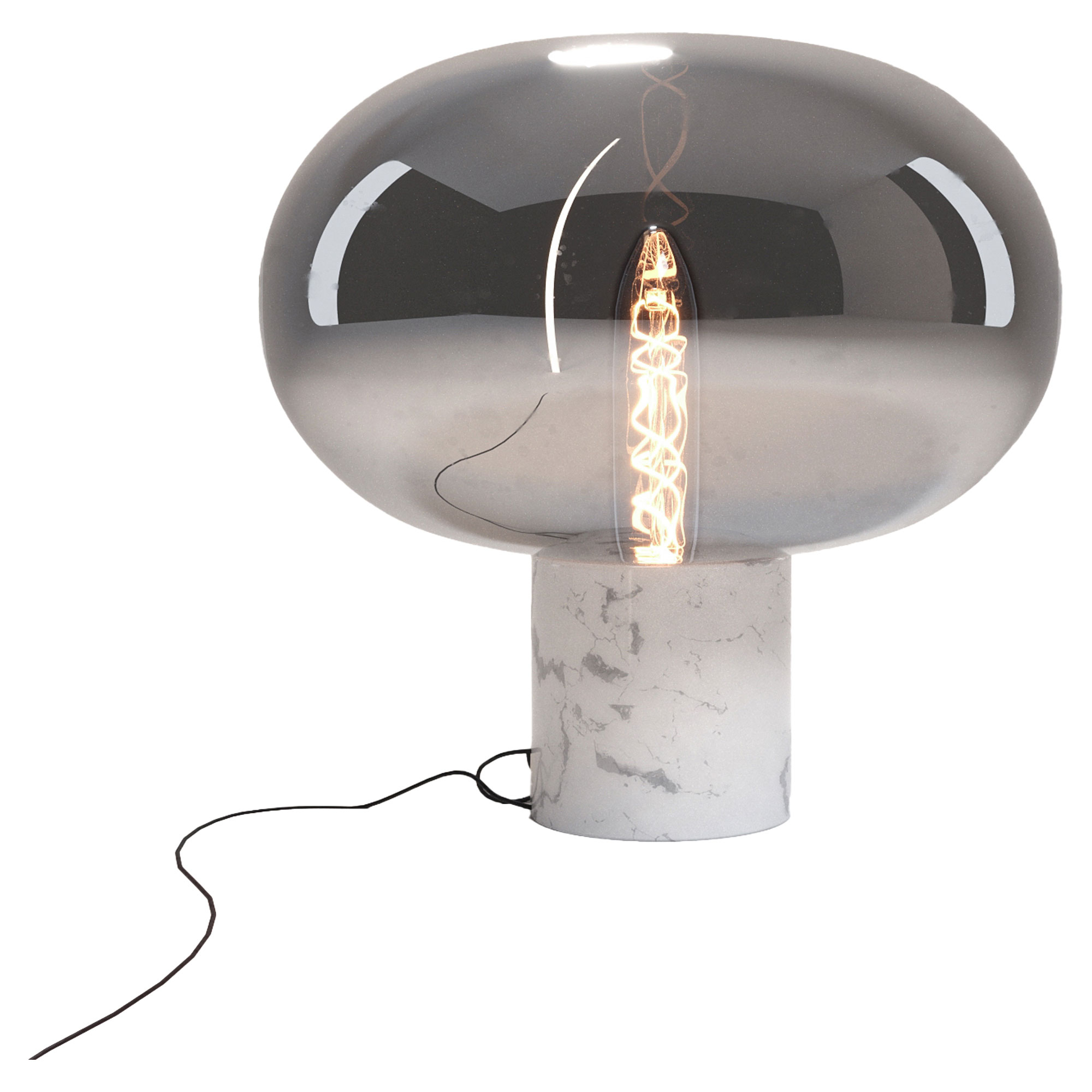 Bordslampa Vrena Svart Marmor, Rökigt Glas