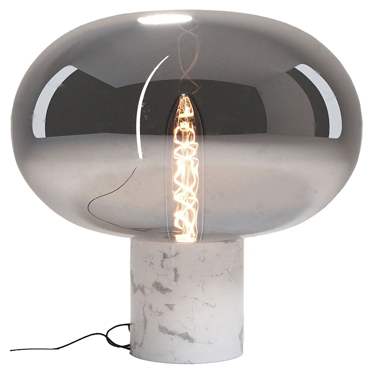 Bordslampa Vrena Svart Marmor, Rökigt Glas