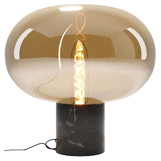 Bordslampa <strong>Vrena</strong>  Svart Marmor, Bärnstensfärgat Glas