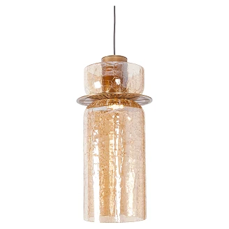 Hängande Lampa <strong>Junsele</strong>  Cylinder Mässing, Bärnstensfärgat Glas