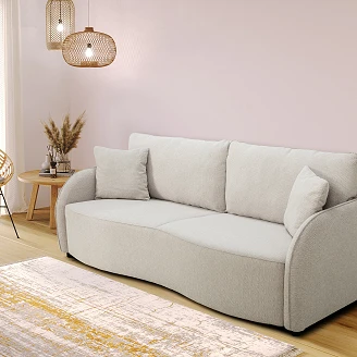 Bäddsoffa <strong>Lundra</strong>  Style Beige med Förvaring 215 cm