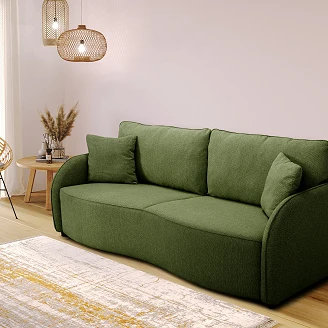 Bäddsoffa <strong>Lundra</strong>  Style Olivgrön med Förvaring 215 cm