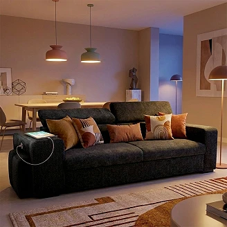 Bäddsoffa <strong>Skondri</strong>  Boston Svart med Nackstöd & USB 251 cm