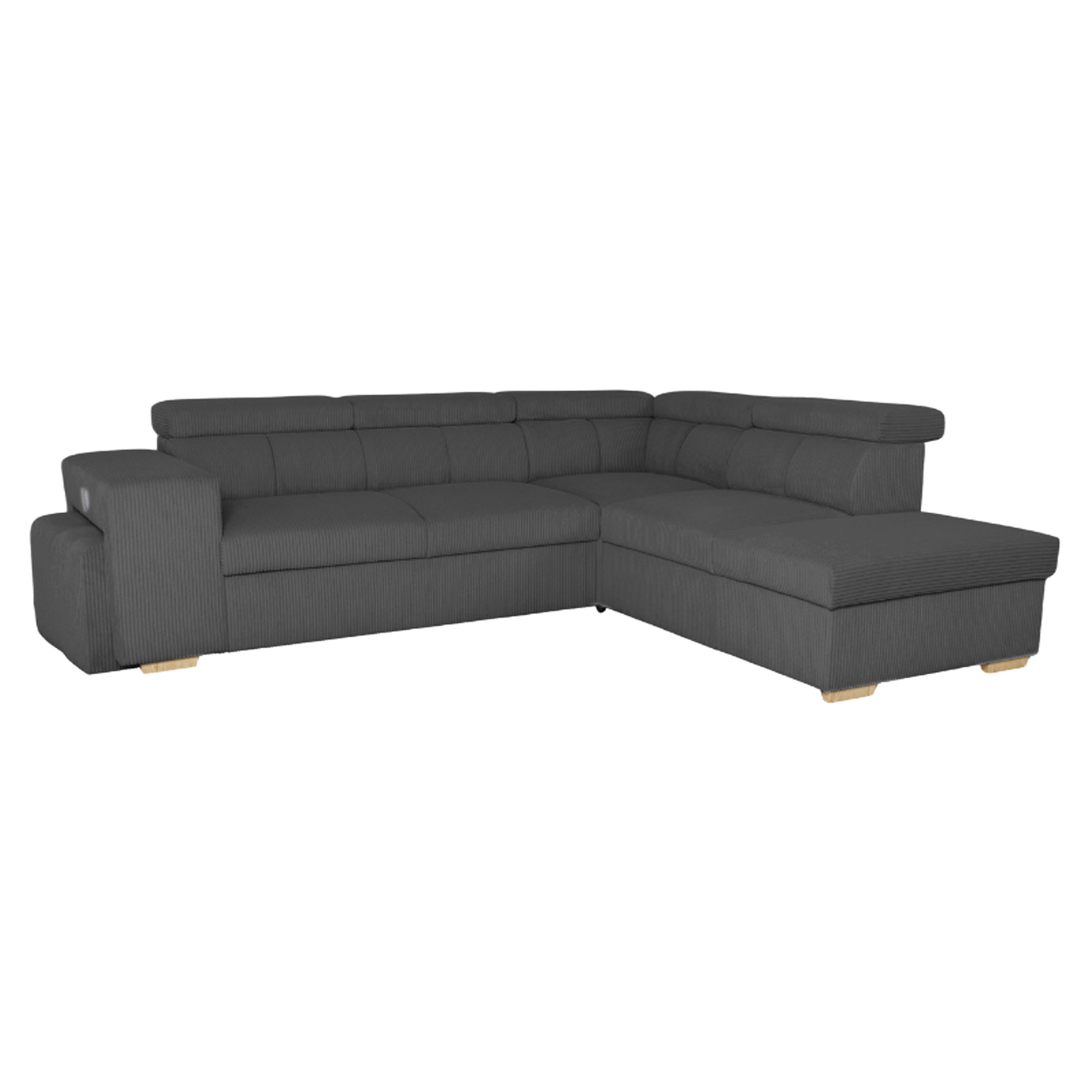 Divansoffa Skondri Lincoln Antracit med Vändbar, Nackstöd & Förvaring 267 cm