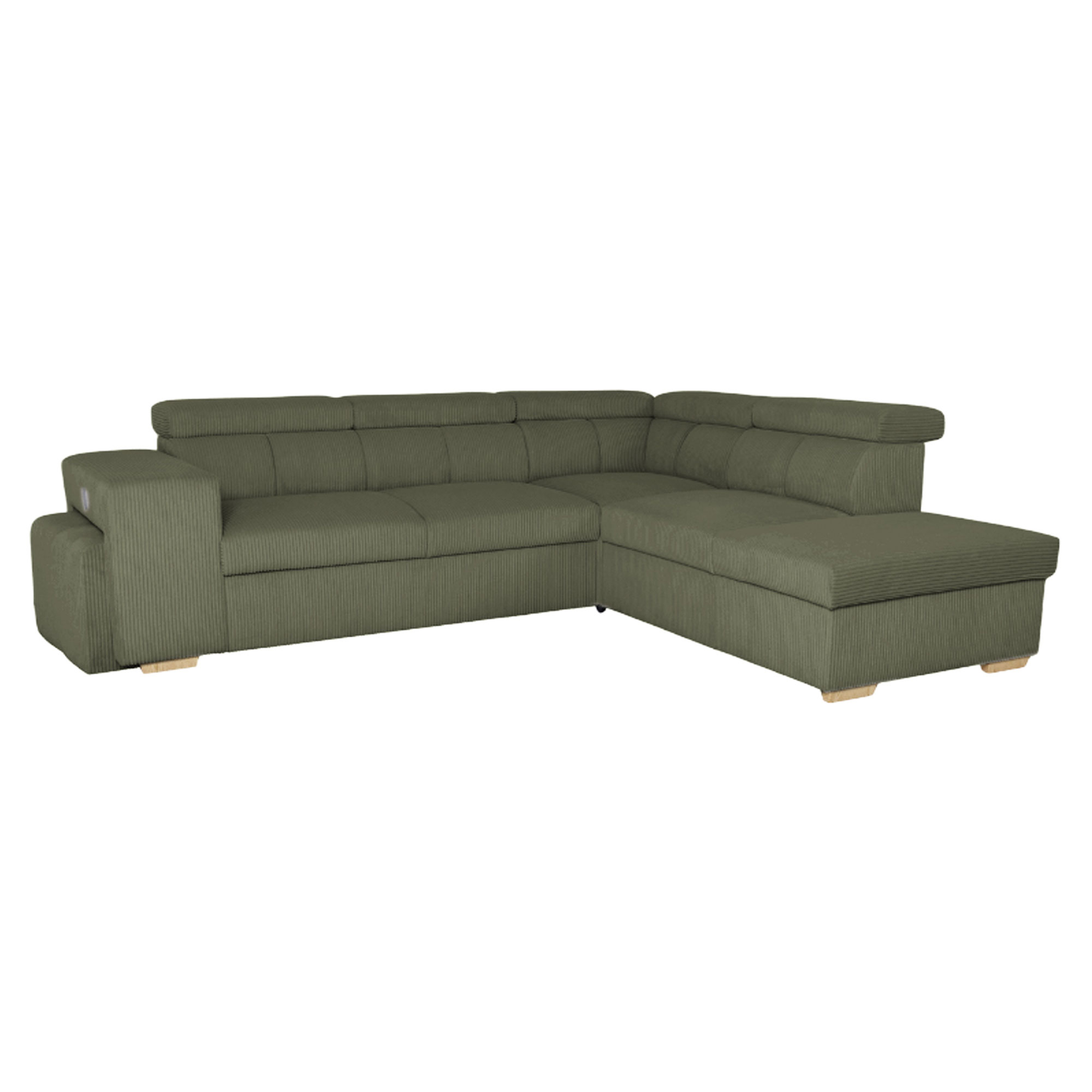 Divansoffa Skondri Lincoln Khakigrön med Vändbar, Nackstöd & Förvaring 267 cm