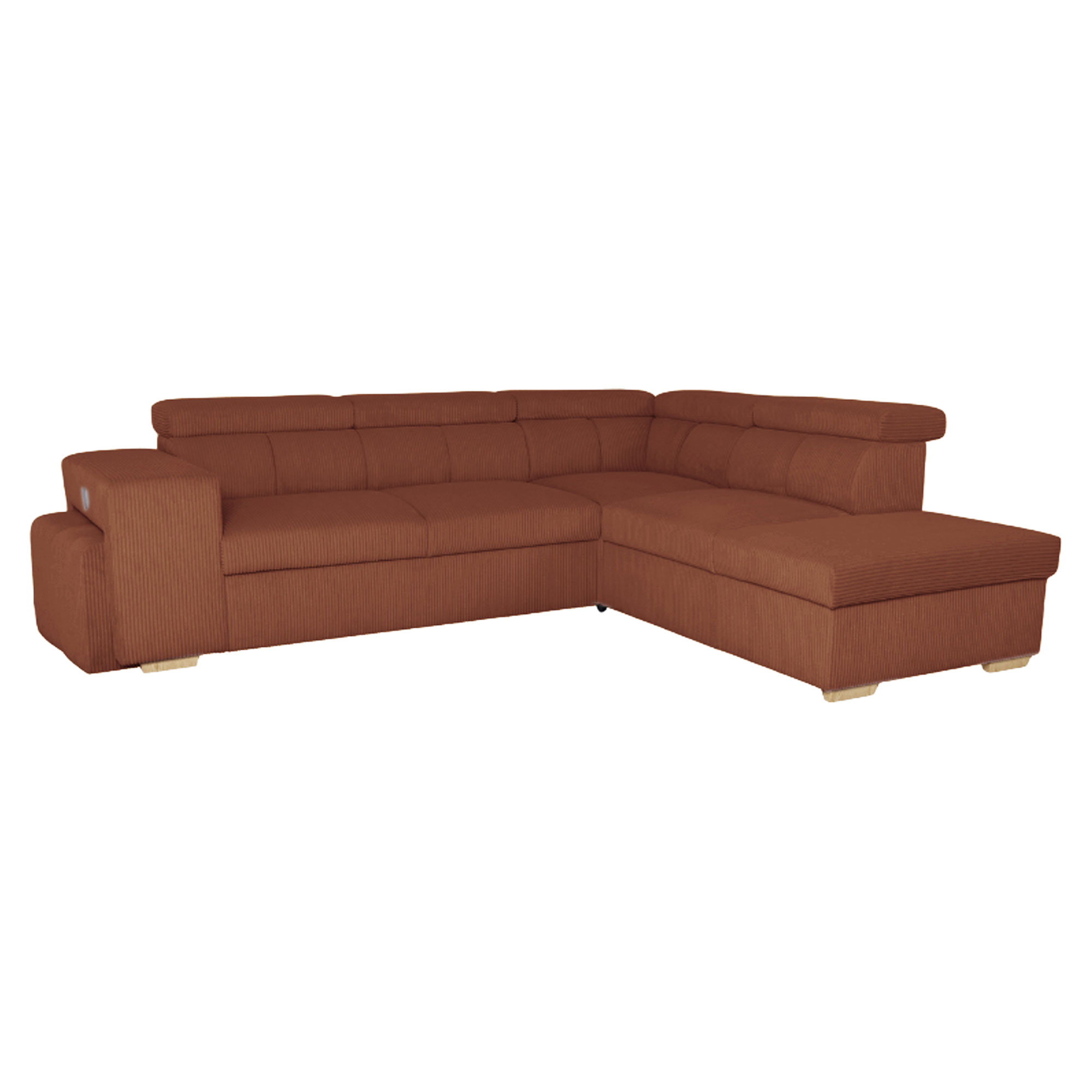 Divansoffa Skondri Lincoln Terrakotta med Vändbar, Nackstöd & Förvaring 267 cm