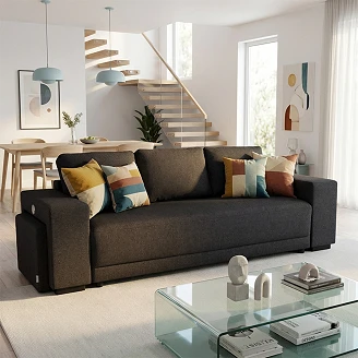 Bäddsoffa <strong>Teldra</strong>  Portland Antracit med USB, Pall & Förvaring 249 cm