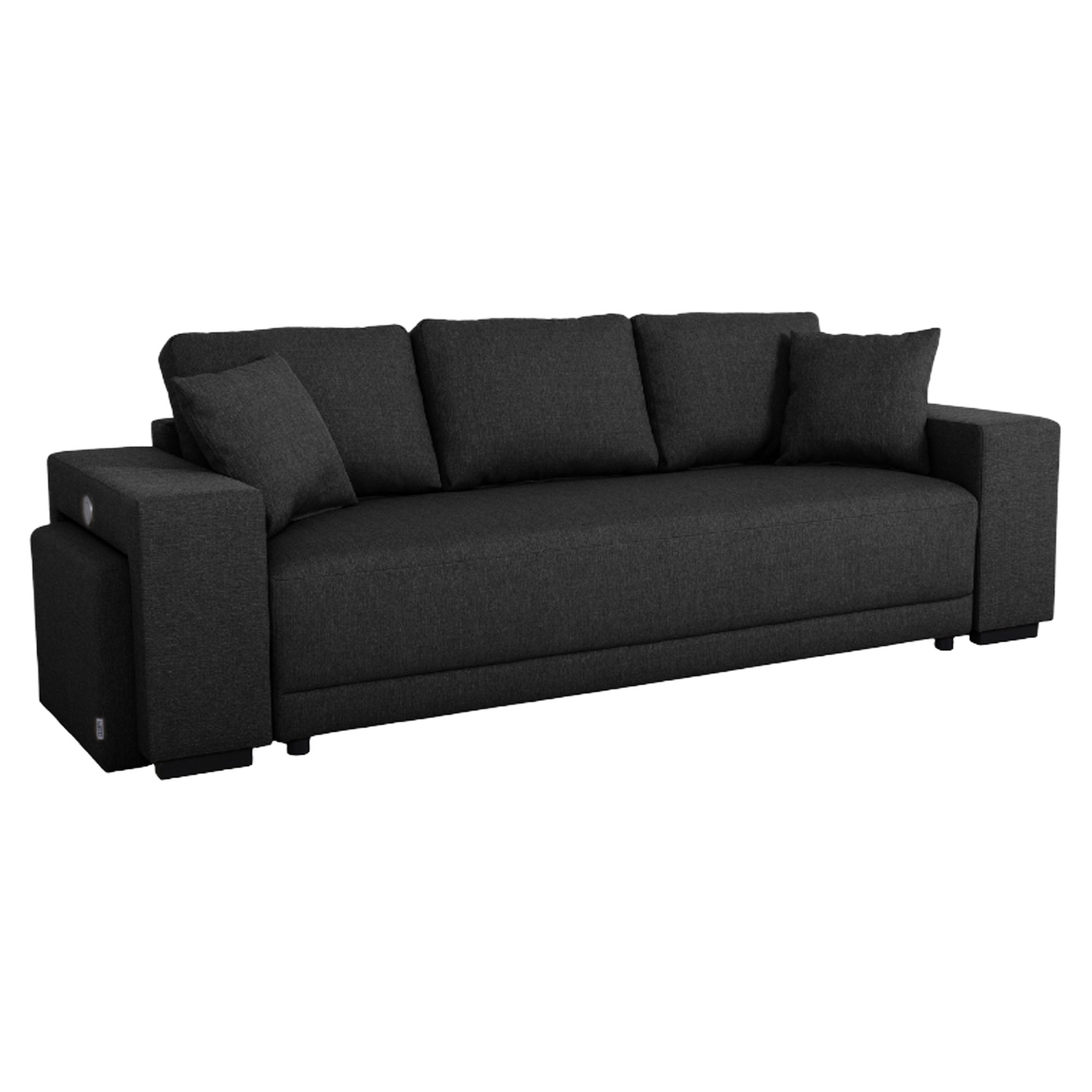 Bäddsoffa Teldra Portland Kolgrå med USB, Pall & Förvaring 249 cm