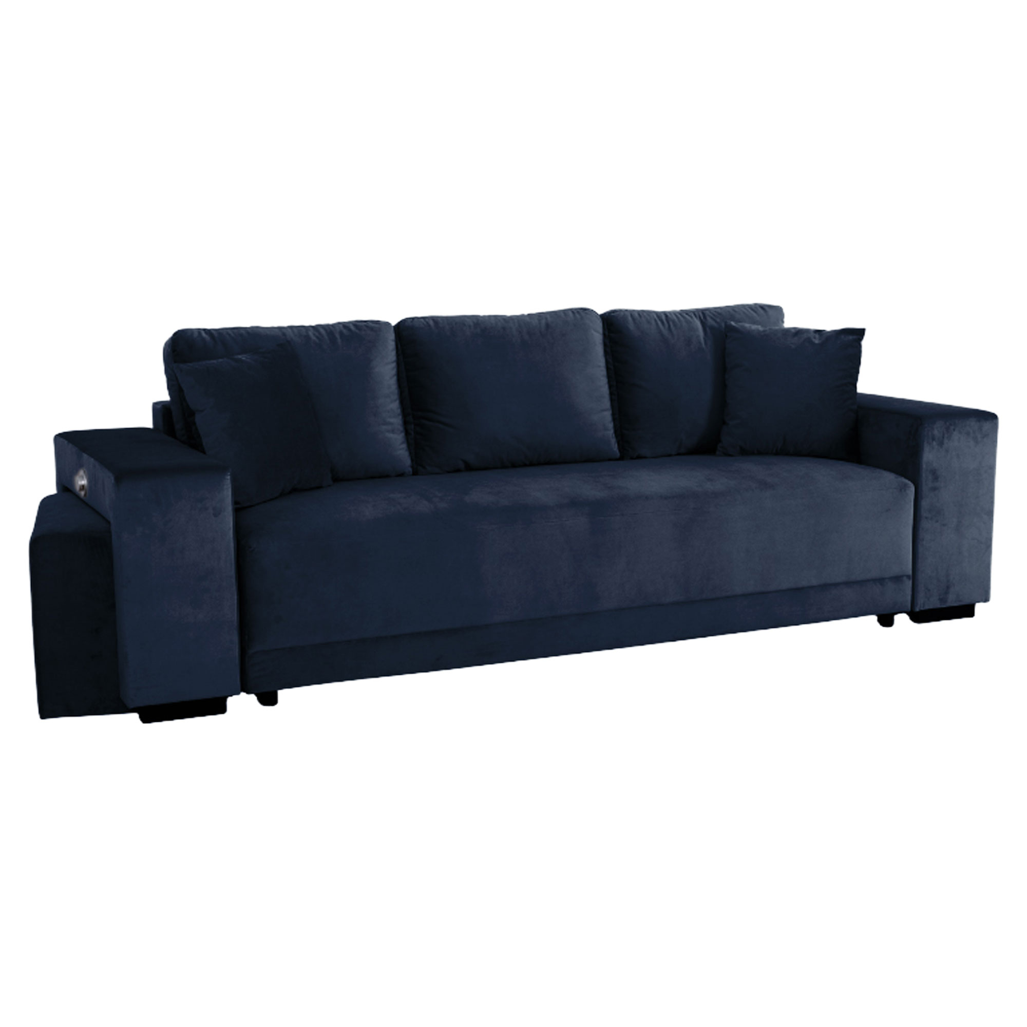Bäddsoffa Teldra Riviera Marinblå med USB, Pall & Förvaring 249 cm