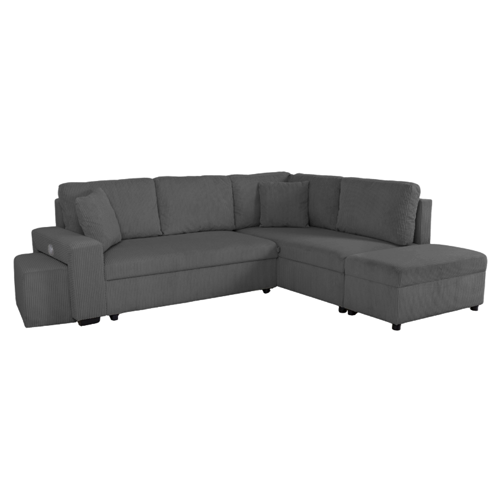 Divansoffa Teldra Lincoln Antracit med Vändbar, USB & Förvaring 258 cm