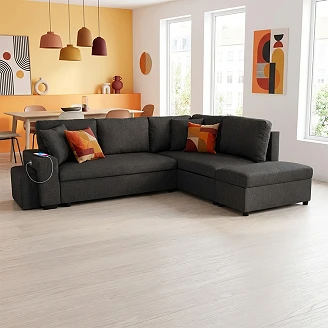 Divansoffa <strong>Teldra</strong>  Portland Antracit med Vändbar, USB & Förvaring 258 cm