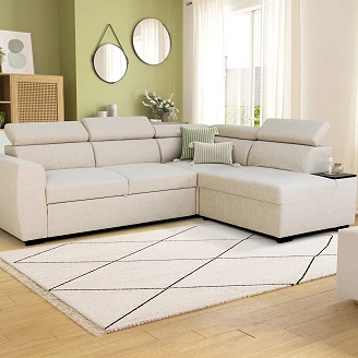 Hörnsoffa <strong>Skänta</strong>  Neve Beige med 3x Nackstöd 245 cm