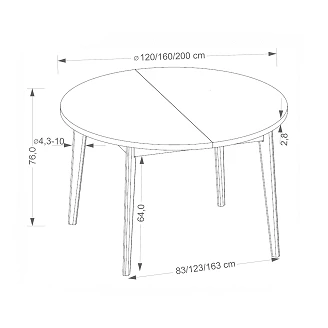 Matbord Utdragbart <strong>Strengi</strong>  Naturlig Ek Ø120 cm