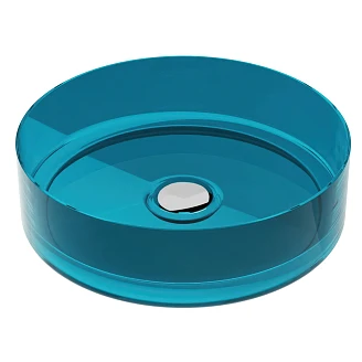 Tvättställ <strong>Brillant</strong>  Djup Turkos Blank 36 cm med Krom Pop-up Bottenventil