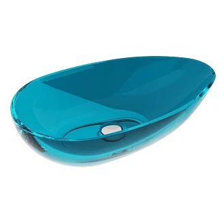 Tvättställ <strong>Brillant</strong>  Djup Turkos Blank 60 cm med Krom Pop-up Bottenventil