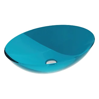 Tvättställ <strong>Brillant</strong>  Djup Turkos Blank 50 cm med Krom Pop-up Bottenventil