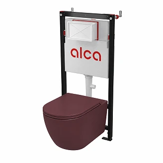 Badrumspaket Toalett <strong>Calma</strong>  Bordeaux Matt med WC-fixtur Alca