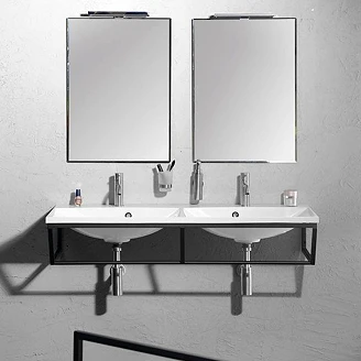Dubbelt Tvättställ Alira Gjuten Marmor Vit Blank 120 cm