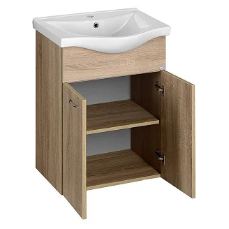 Tvättställsskåp Evin Platin Ek Matt 55 cm med Handfat Vit