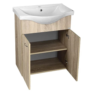 Tvättställsskåp Evin Platin Ek Matt 65 cm med Handfat Vit