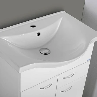 Tvättställsskåp Evin Vit Blank 65 cm med 1 Låda med Handfat Vit