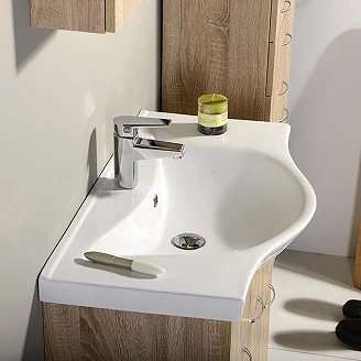 Tvättställsskåp Evin Platin Ek Matt 80 cm med Handfat Vit