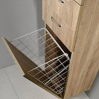 Högskåp Rove Platin Ek Matt 35x29x184 cm med Tvättkorg