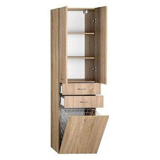 Högskåp Rove Platin Ek Matt 50x29x184 cm med Tvättkorg