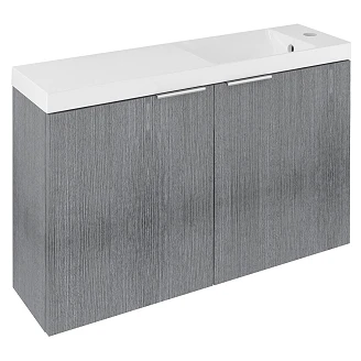 Tvättställsskåp Lunelle Silver Ek 80 cm med Handfat Vit