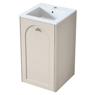 Tvättställsskåp <strong>Hartley</strong>  Beige Matt 42 cm med Handfat & Handtag Guld