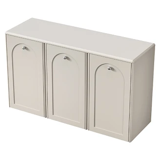 Tvättställsskåp <strong>Hartley</strong>  Beige Matt 126 cm med Bänkskiva & Handtag Krom