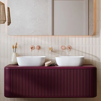 Tvättställsskåp Torino Burgundy Matt 140 cm med Bänkskiva