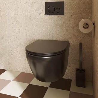 Badrumspaket Toalett <strong>Fjord</strong>  Svart Matt med WC-fixtur Alca