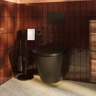 Badrumspaket Toalett <strong>Marone</strong>  Svart Matt med WC-fixtur Alca
