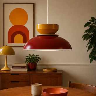 Hängande Lampa <strong>Rundo</strong>  Ljus Vinröd, Senapsgul