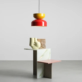 Hängande Lampa <strong>Grindo</strong>  Mörk Röd Chili, Senapsgul