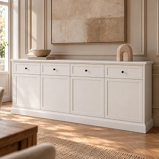 Skånk Halma Vit Opal, Hantverksek 39.5x193 cm