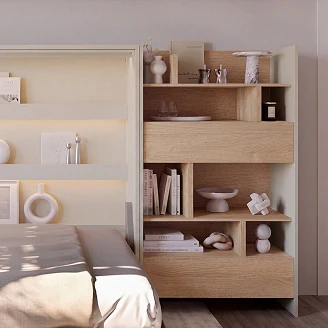 Lenart Bokhylla <strong>Bed Concept</strong>  Kaschmir, Nagano-Ek 92x158 cm