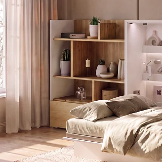 Lenart Bokhylla <strong>Bed Concept</strong>  Vit, Artisan Ek 92x158 cm
