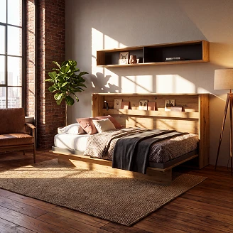 Lenart Vägghylla <strong>Bed Concept</strong>  Artisan Ek, Svart 211x33 cm