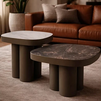 Soffbord <strong>Velmora</strong>  Svart Vulcano, Koppar 75x75 cm