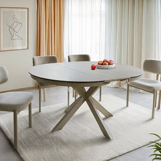 Matbord Utdragbart <strong>Selari</strong>  Beige Travertine, Kashmir 120x120 cm