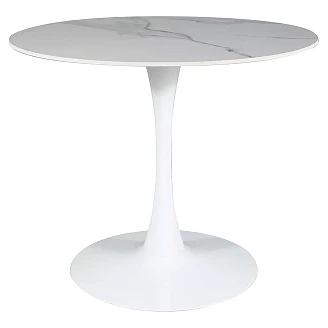 Matbord Mireva Vit Marmoreffekt, Vit Ø90 cm