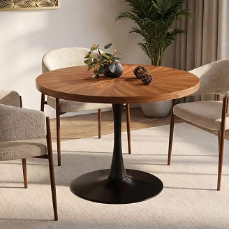 Matbord <strong>Avelia</strong>  Valnöt, Matt Svart Ø100 cm