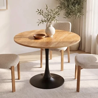 Matbord <strong>Avelia</strong>  Ek, Matt Svart Ø90 cm