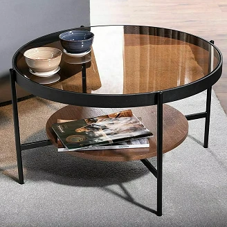 Soffbord <strong>Meravi</strong>  Bärnstensfärgad, Valnöt Ø74 cm