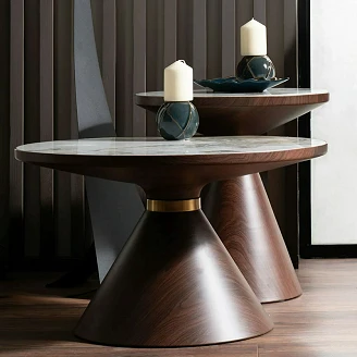 Soffbord Serano Vit, Brun Ø70 cm