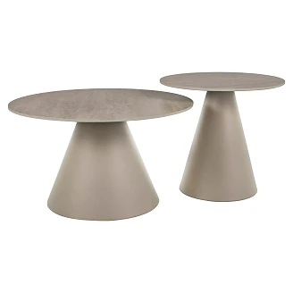 Set med Soffbord Ø50 & Ø70 cm Norvessa Travertine, Kashmir